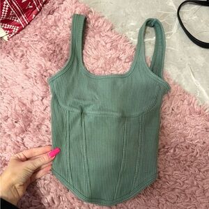 PINK Victoria's Secret Ribbed Corset Tank Top — Sage